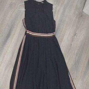 Ted Baker Black Midi Dress with Stripe Accents